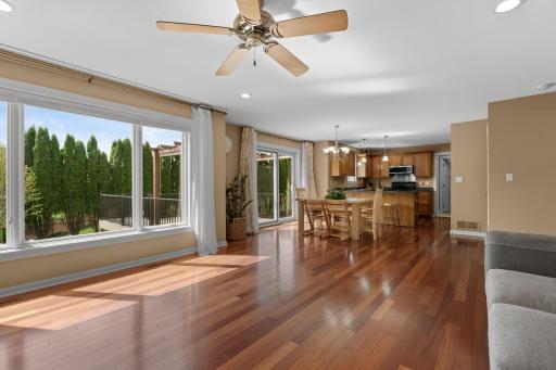 Large, south facing windows and patio access