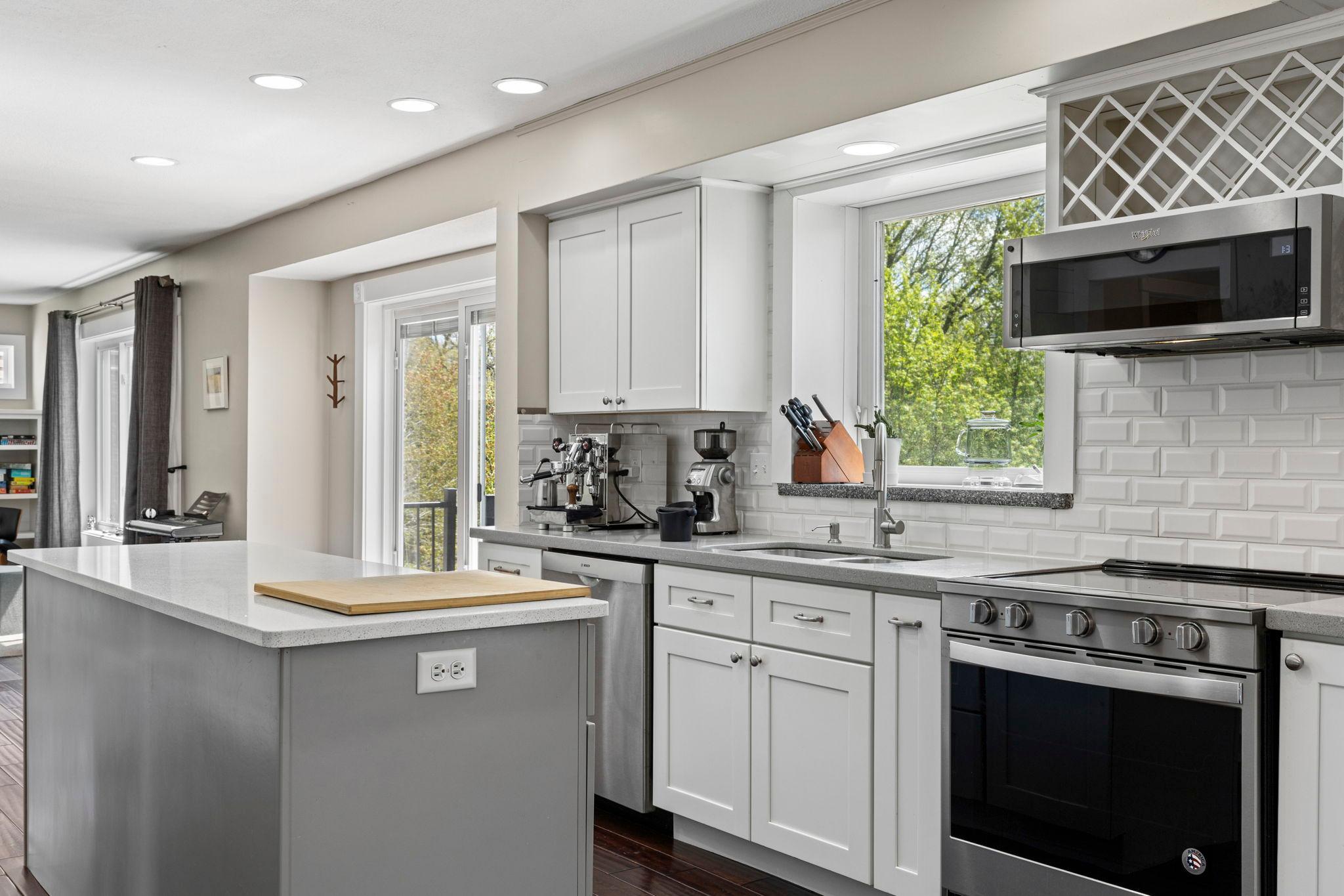 Beautiful, light-filled kitchen with center island