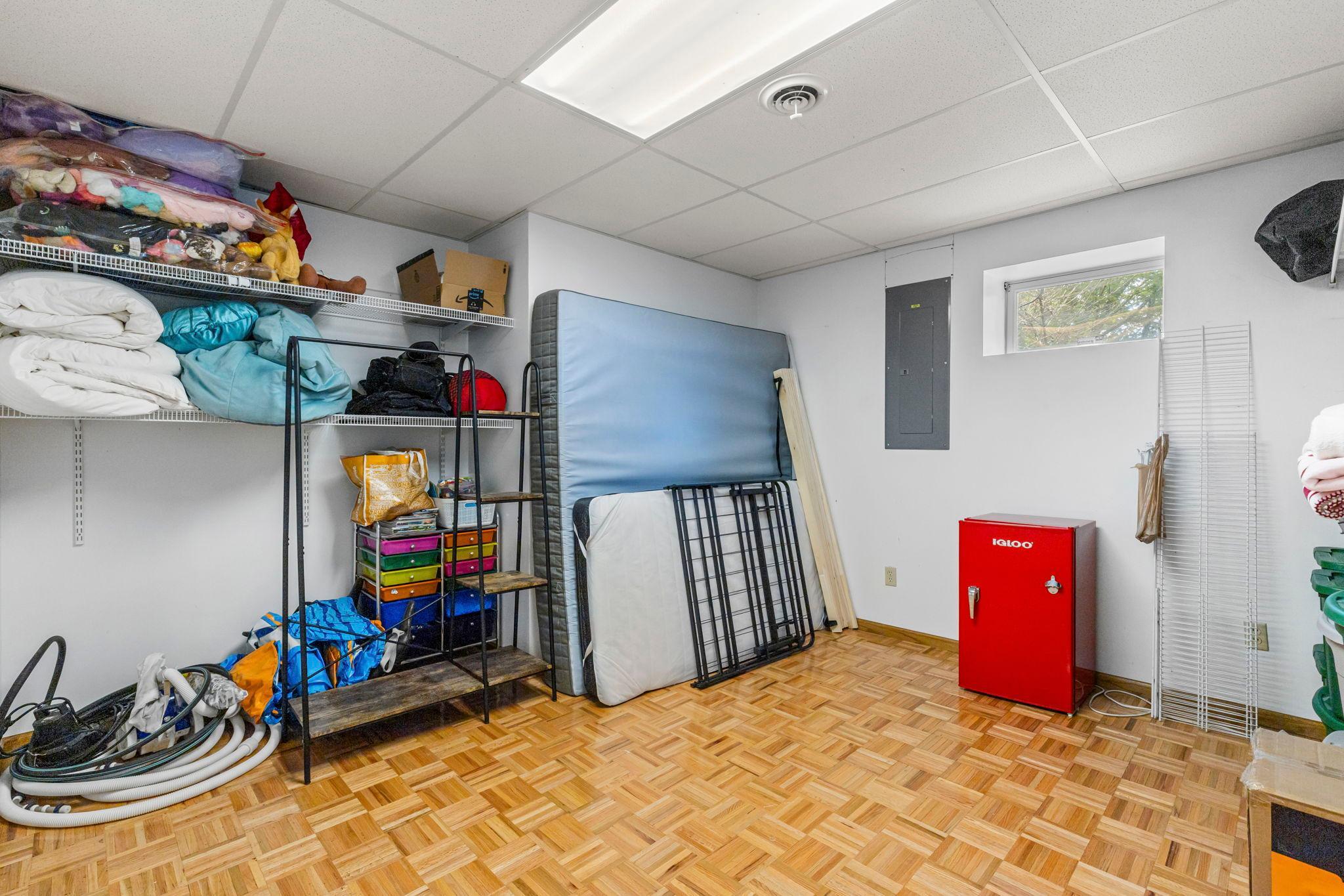 Lower level flex/exercise/storage room