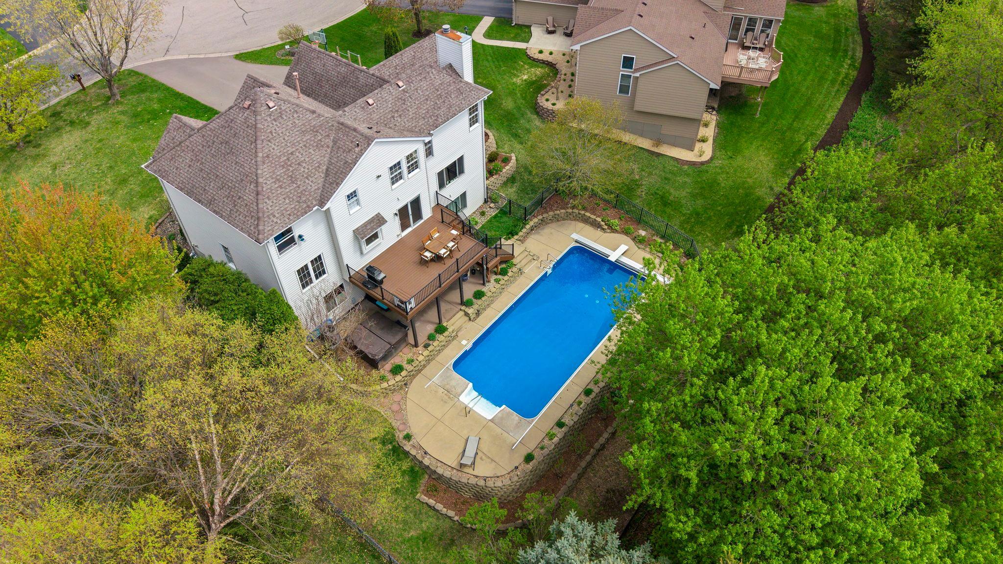 Overhead view of the backyard