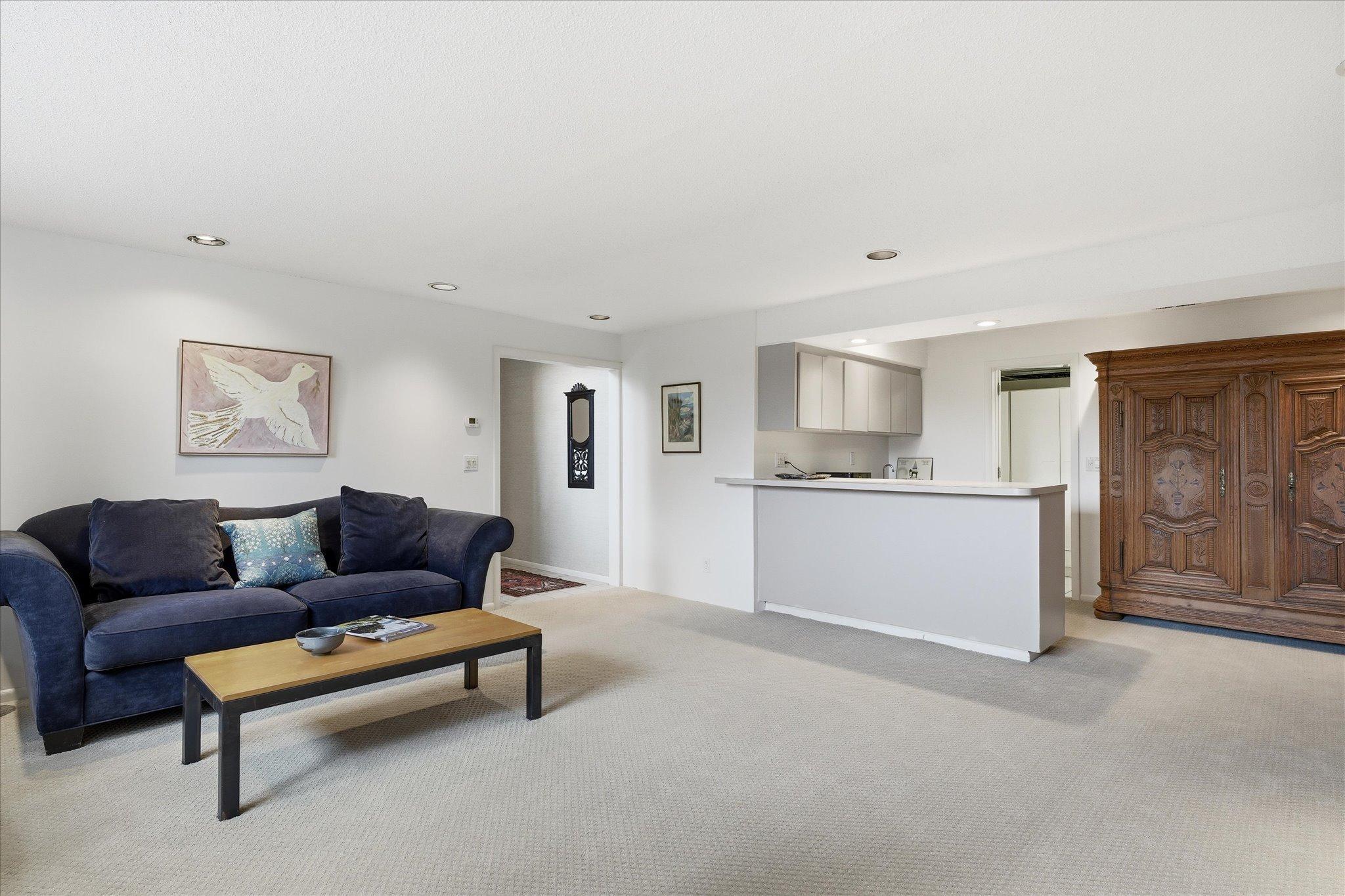 Lower level family room has an attached bar