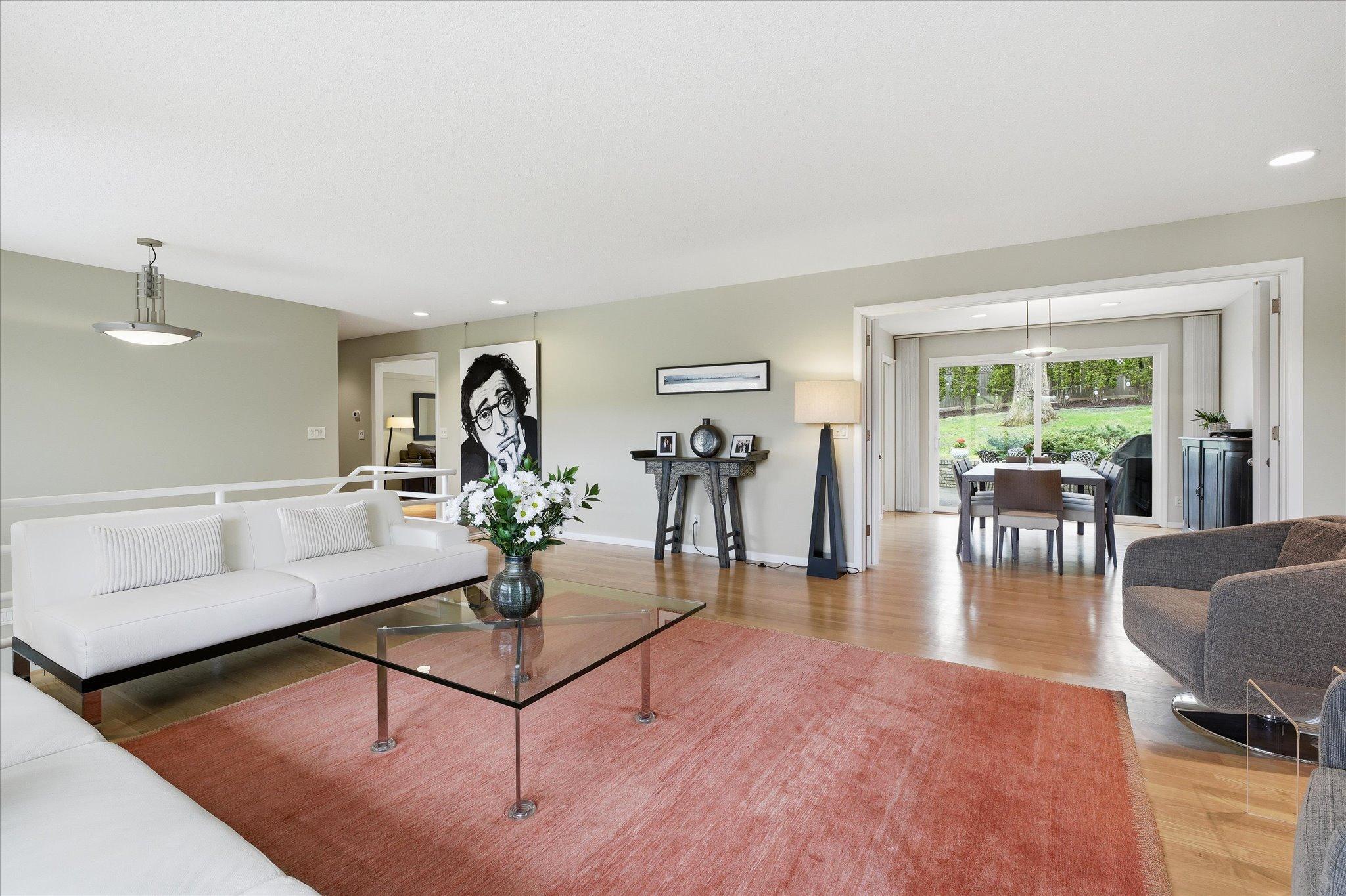 Large open living room and dining room