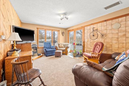 Lower level living room with walkout to patio