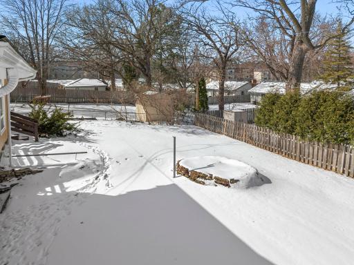 A look at the large partially fenced backyard.