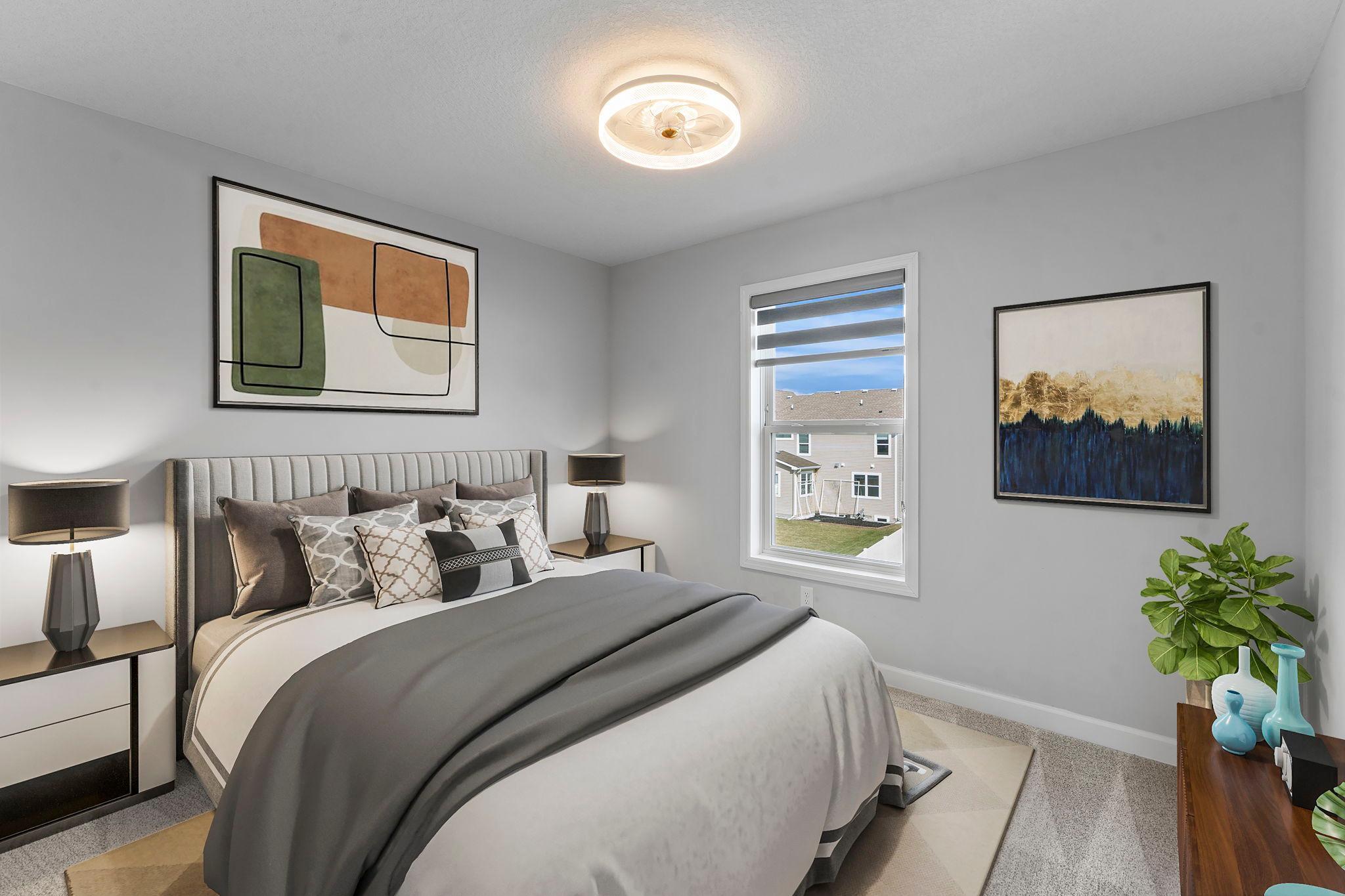 Bedroom three on the upper level. (This photo has been digitally staged)