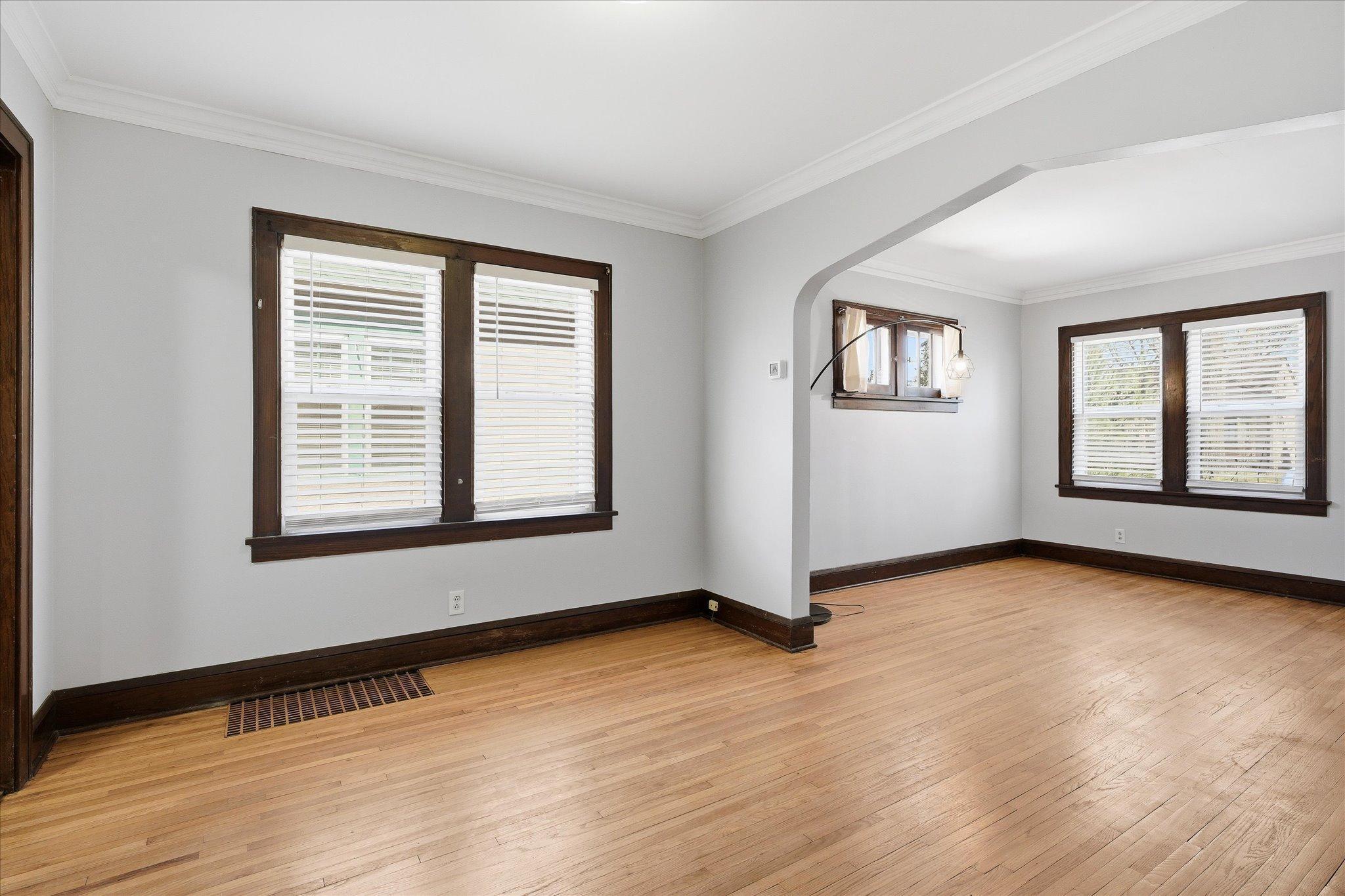 Unit one dining to living room.