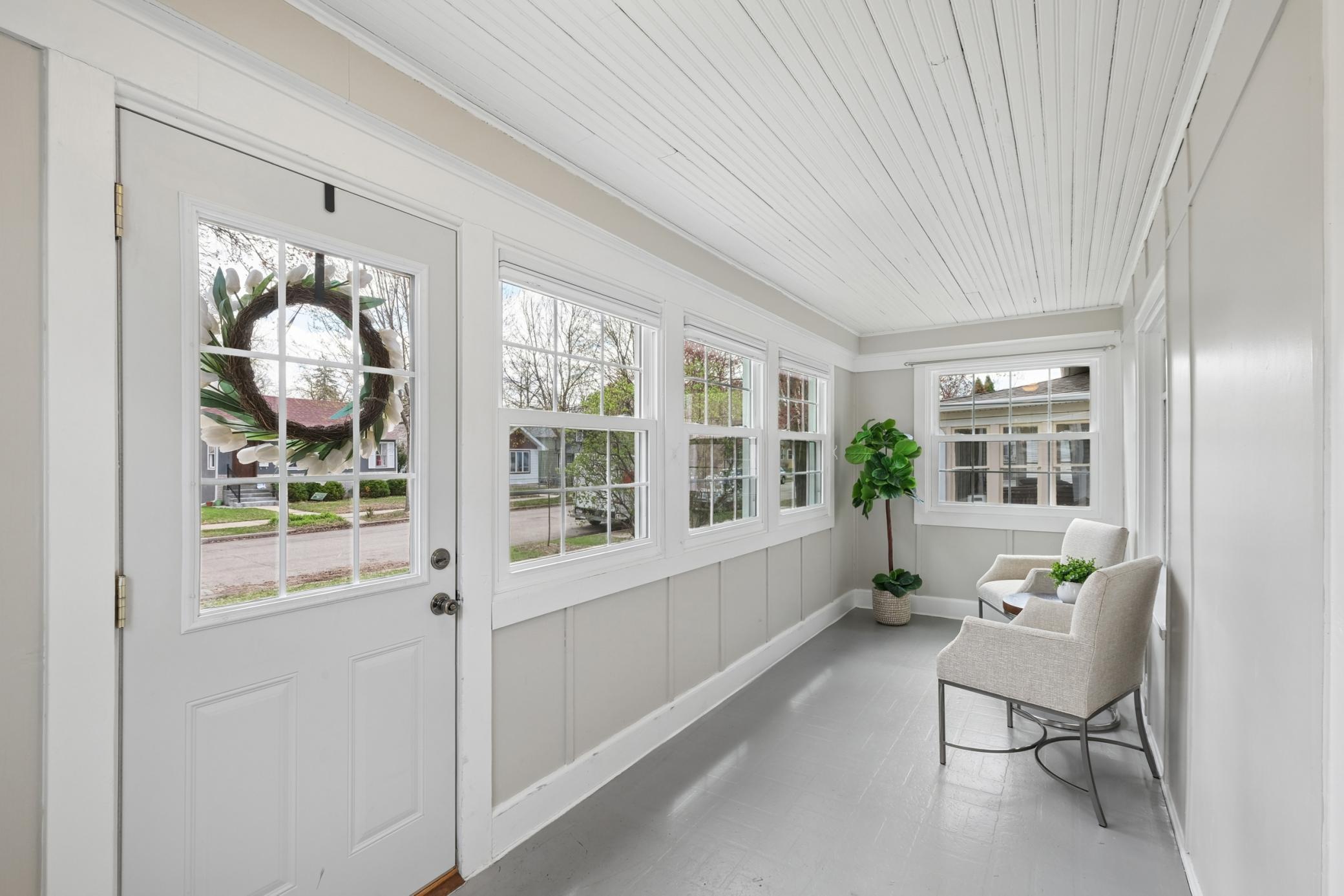 Inviting front porch with new windows