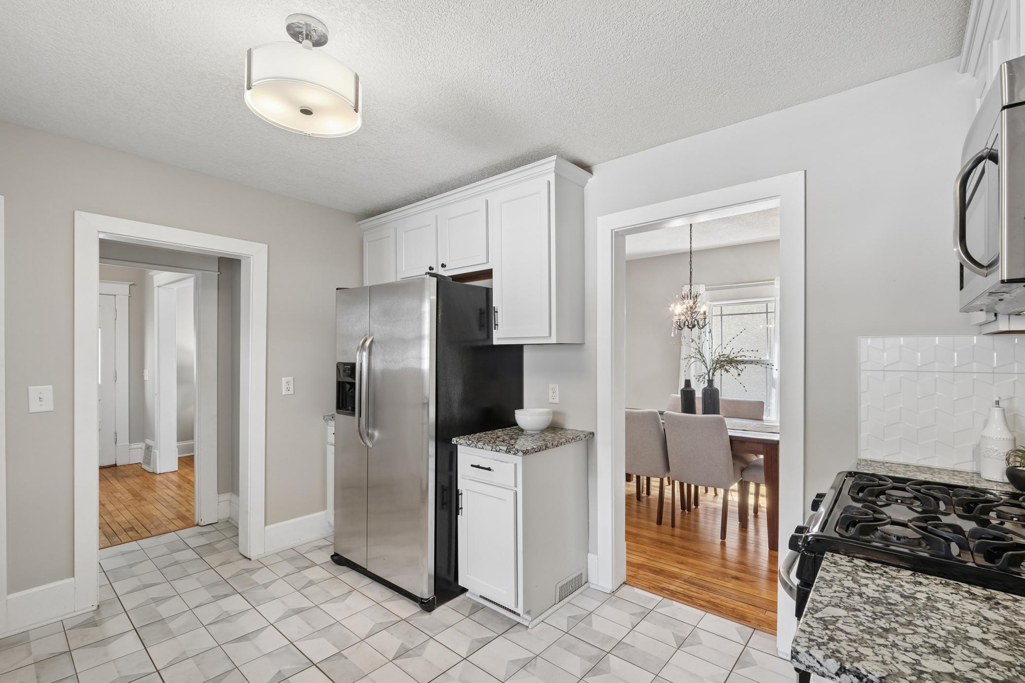 Kitchen connects to the dining area