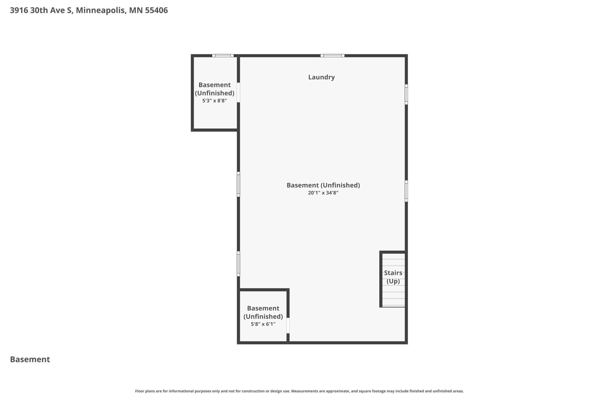 Large unfinished basement with tall ceiling