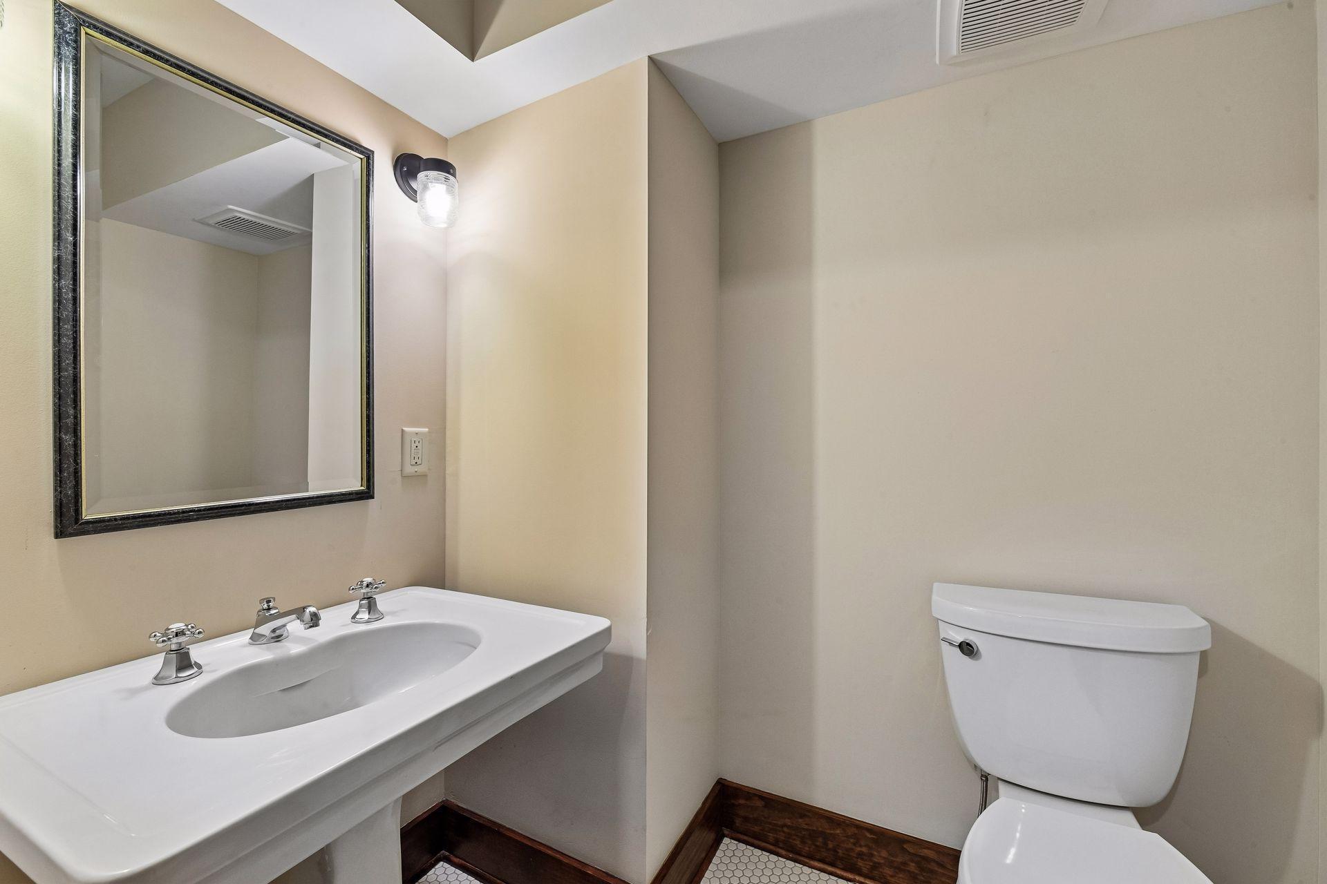 Lower level powder room