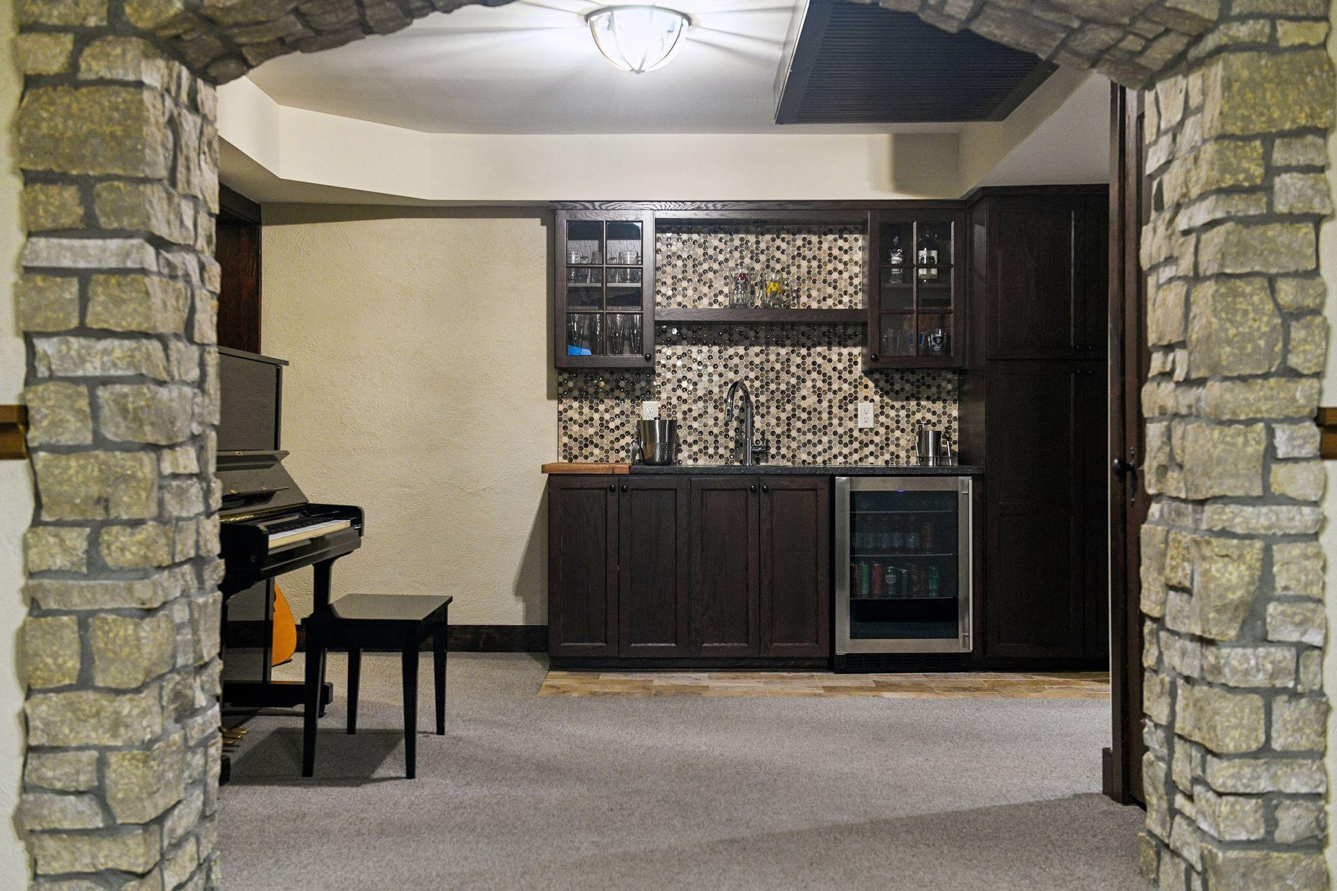 Wine fridge and sink