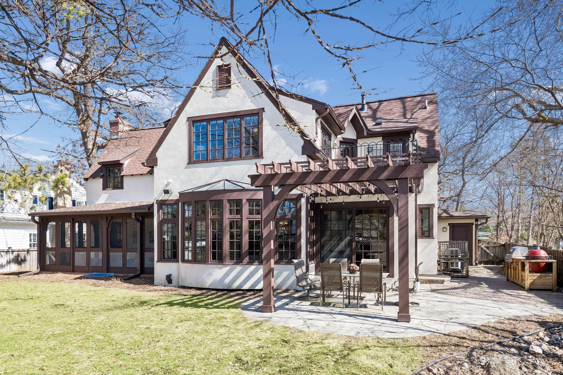 View of patio and pergola with upper coffee deck
