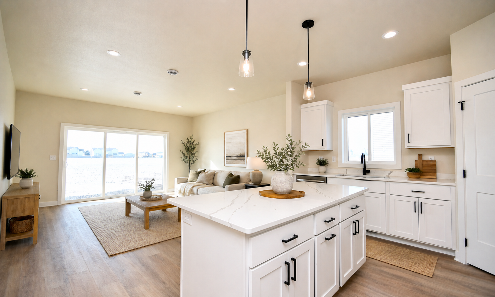 Virtually Staged Kitchen + Living