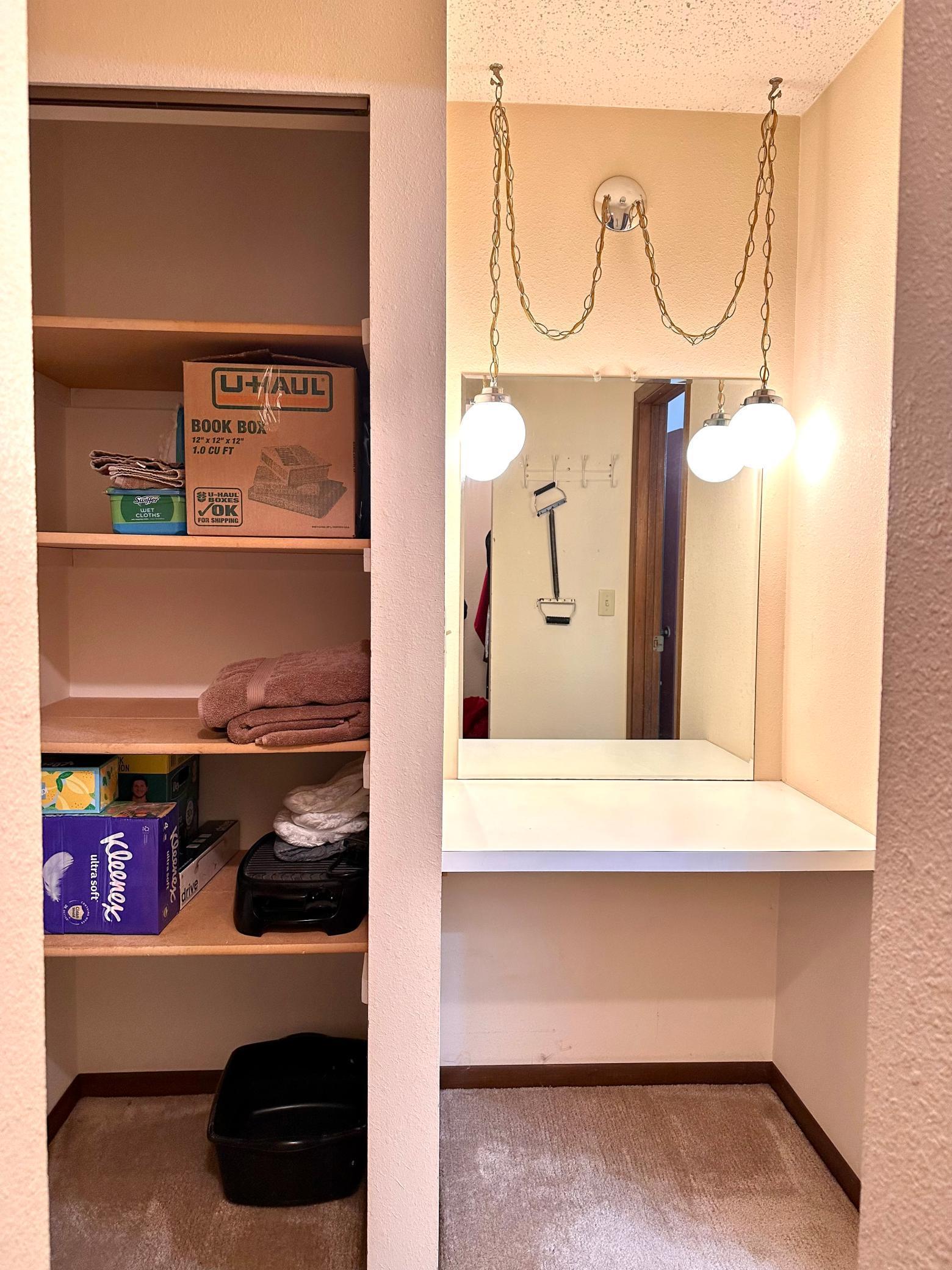 Walk in closet with vanity