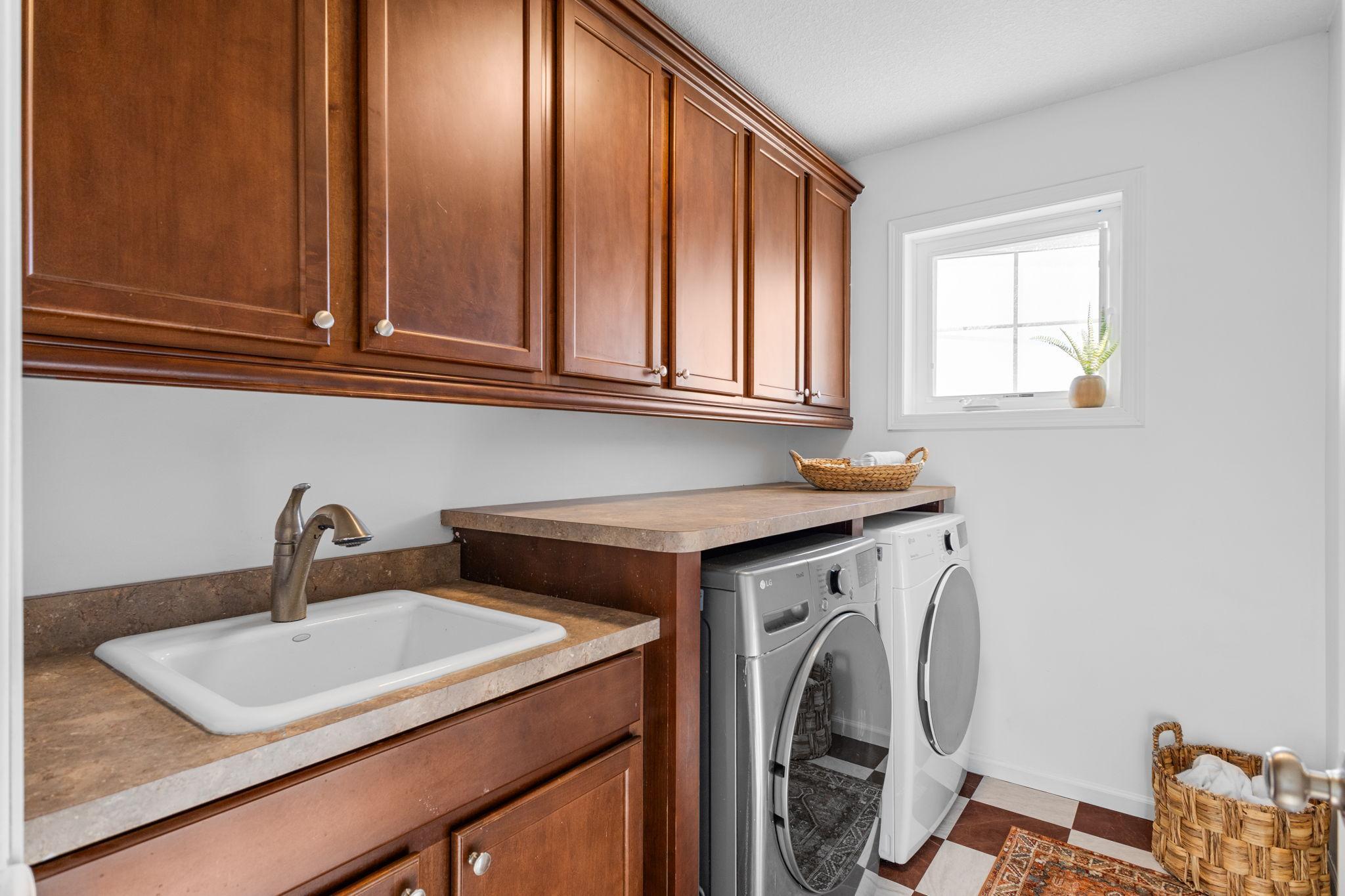 Convenient upper level laundry