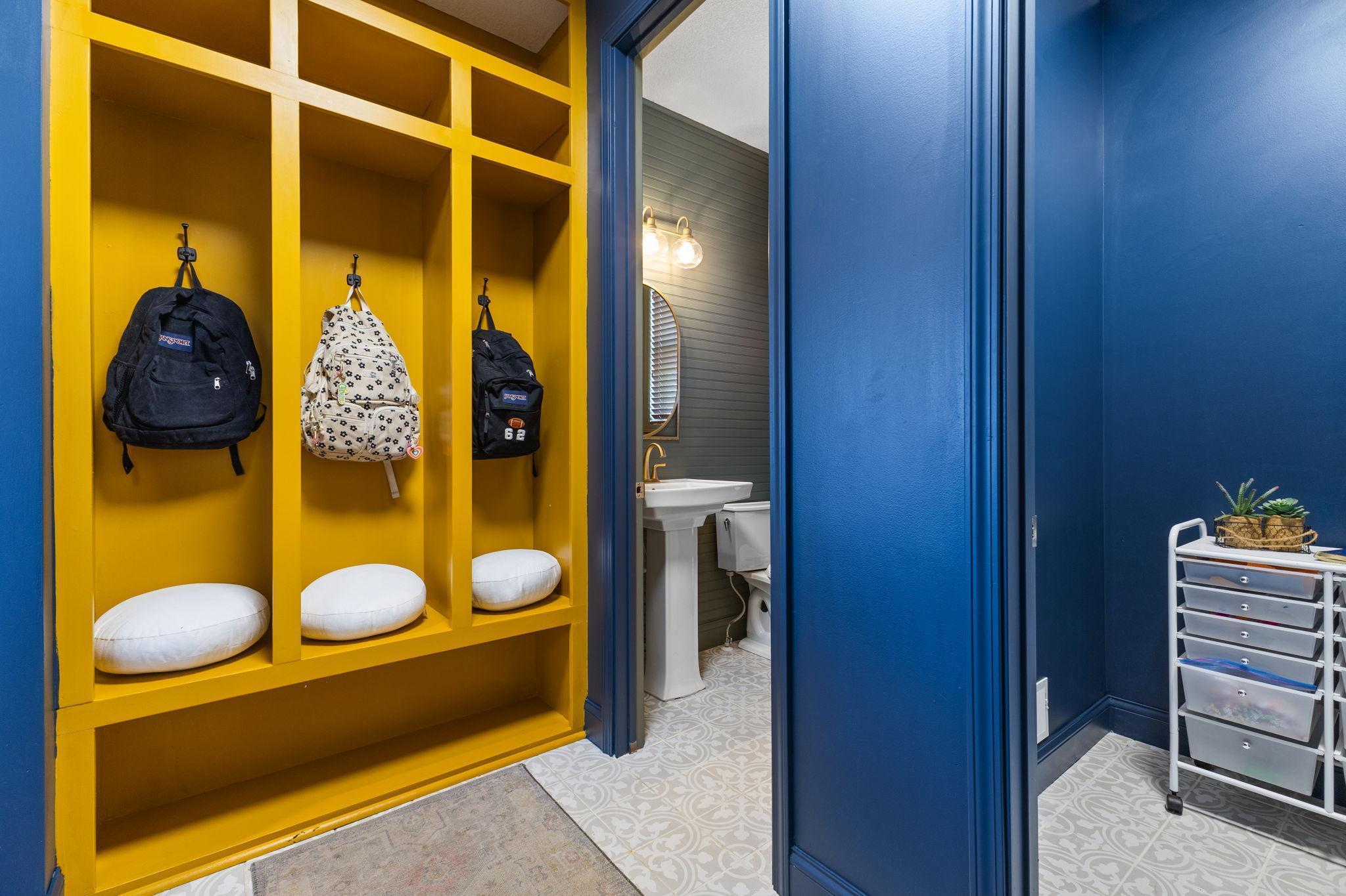Mudroom with build in shelving