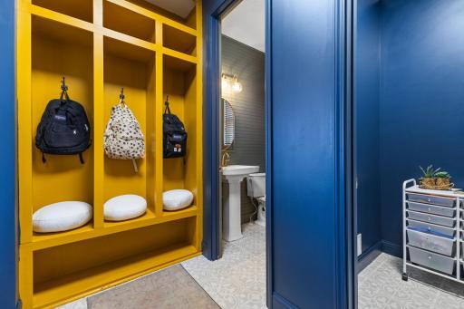 Mudroom with build in shelving