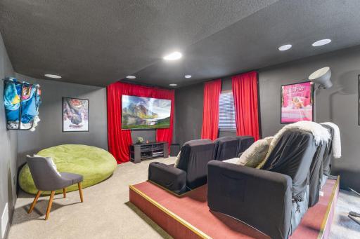 Lower level movie theater/rec room