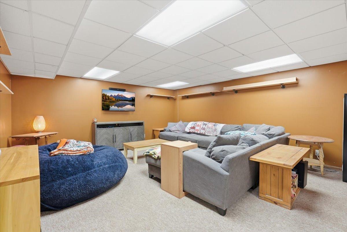 Family room in the lower level