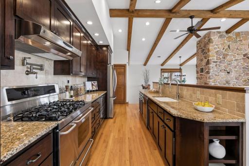 Updated kitchen offers an abundance of cabinet and countertop space