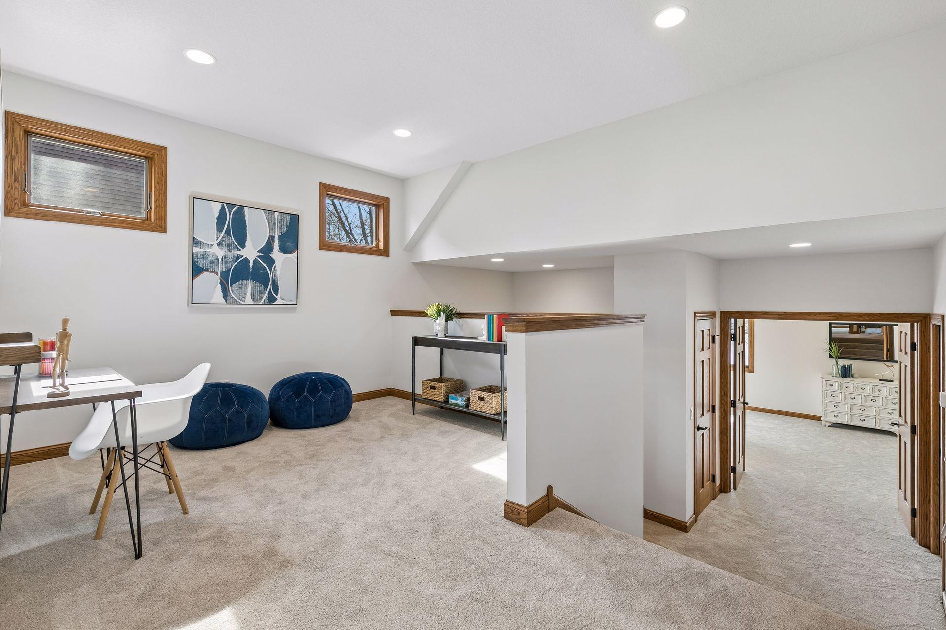 The upper level loft is another living space to hang our or study