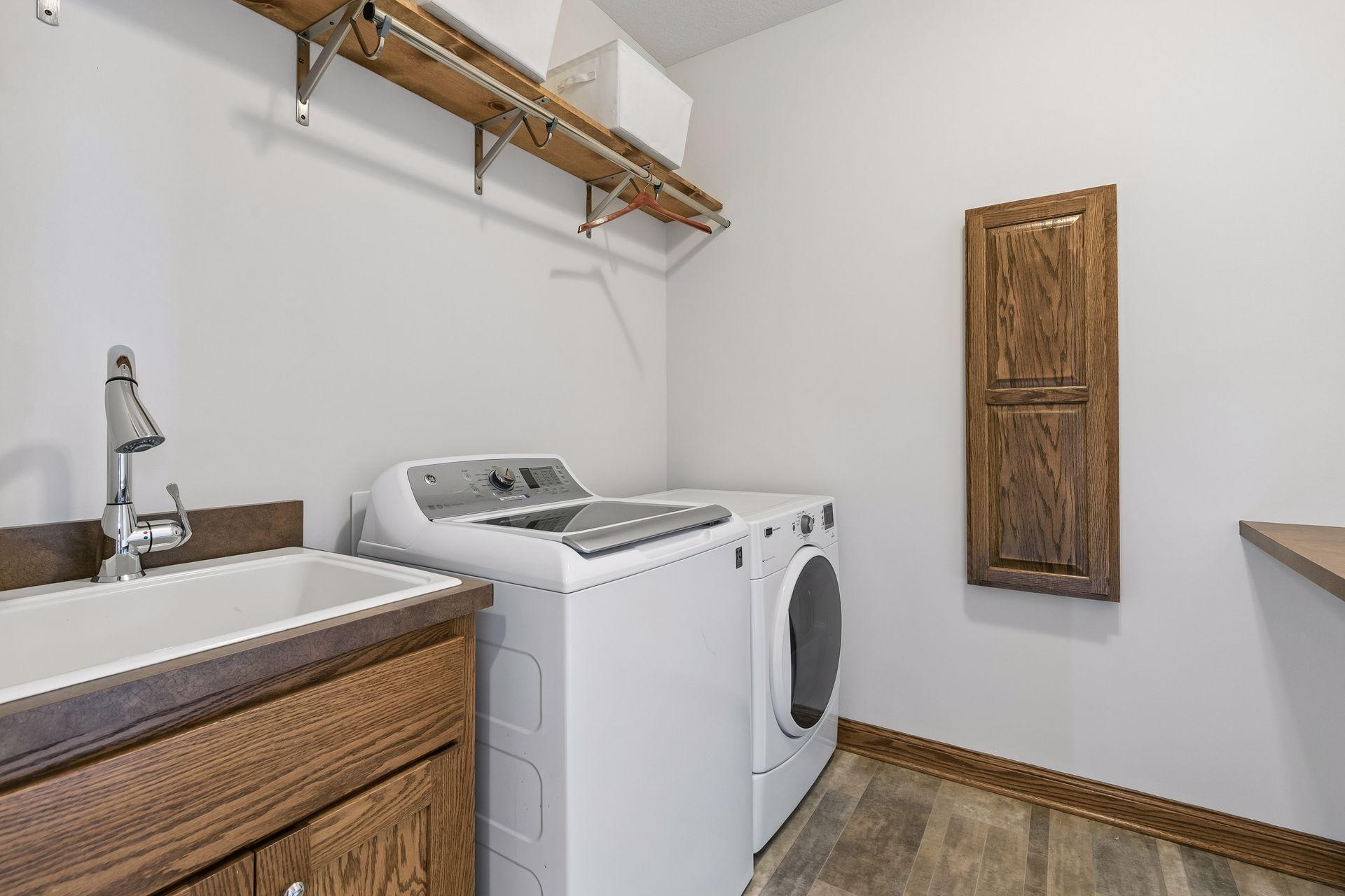 Convenient upper level laundry