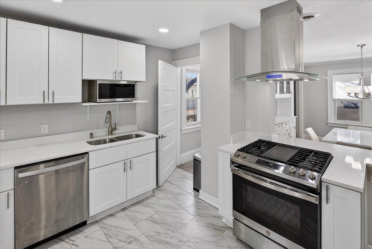 Updated Kitchen with stainless steel appliances.