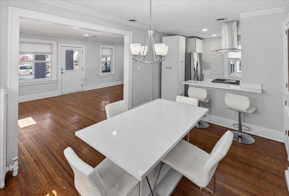 Spacious dining room open concept.