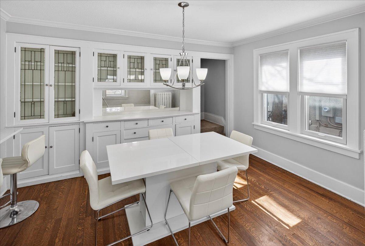 Dining room with built in through out.