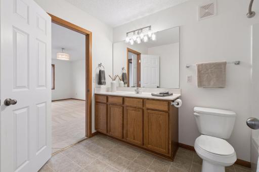 There is a hall linen closet that provides additional storage.