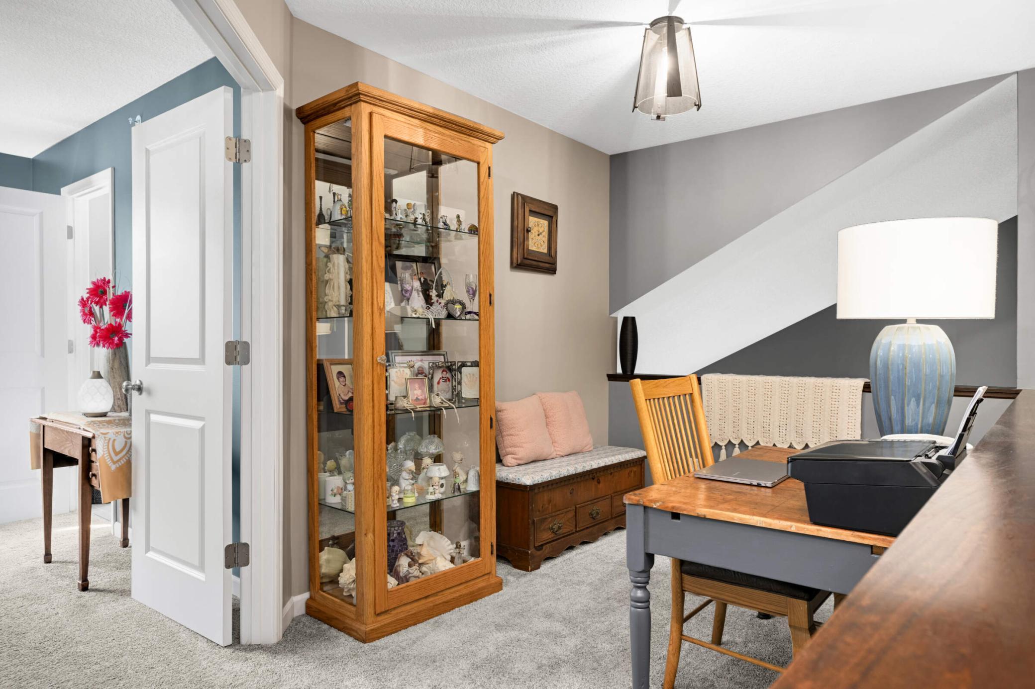 Upper level loft makes a great office or play area!