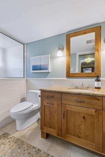 Lower level 3/4 bath with steam shower.