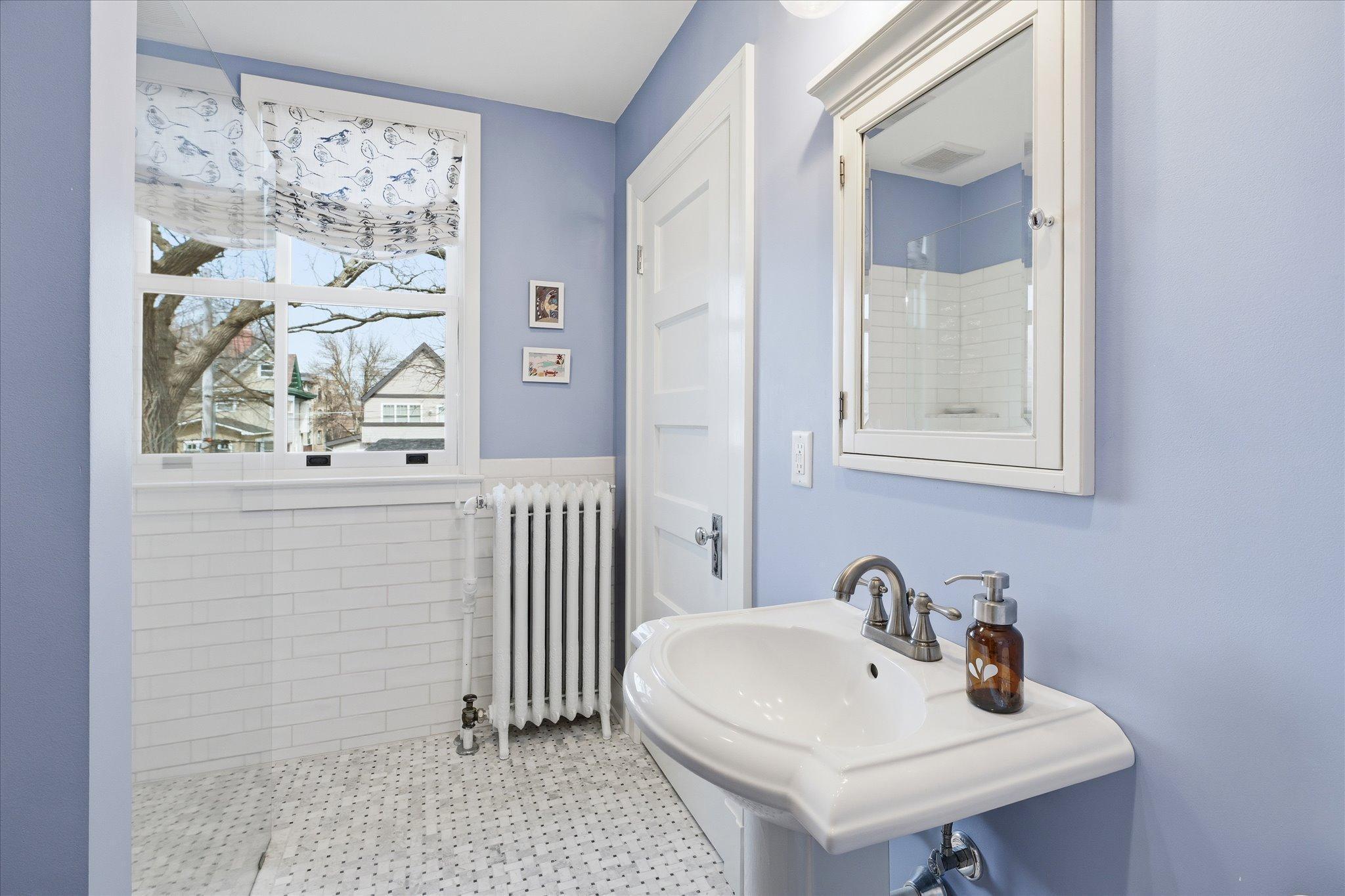 Updated bathroom with heated floors