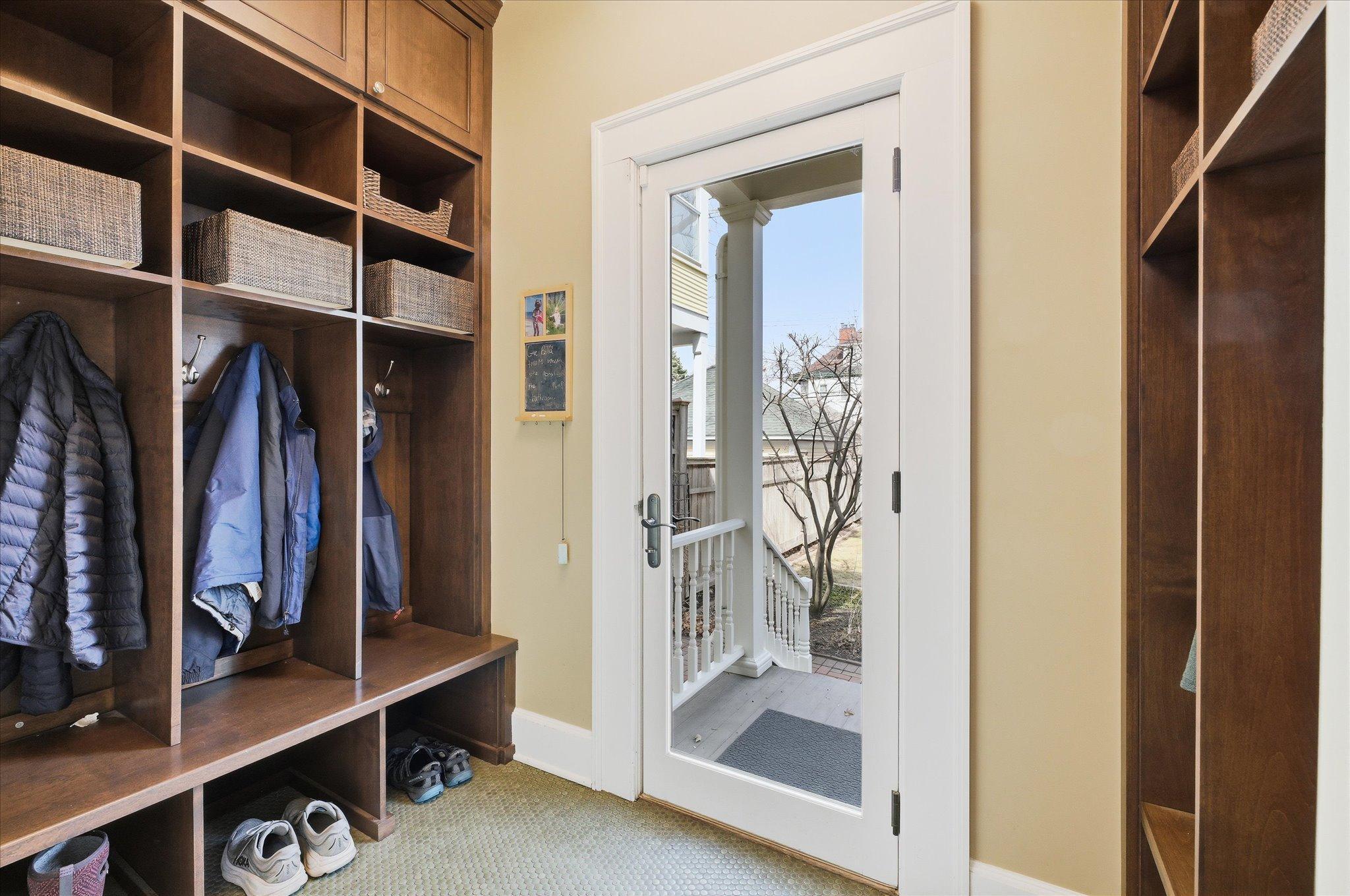 Perfectly located mudroom with heated floor