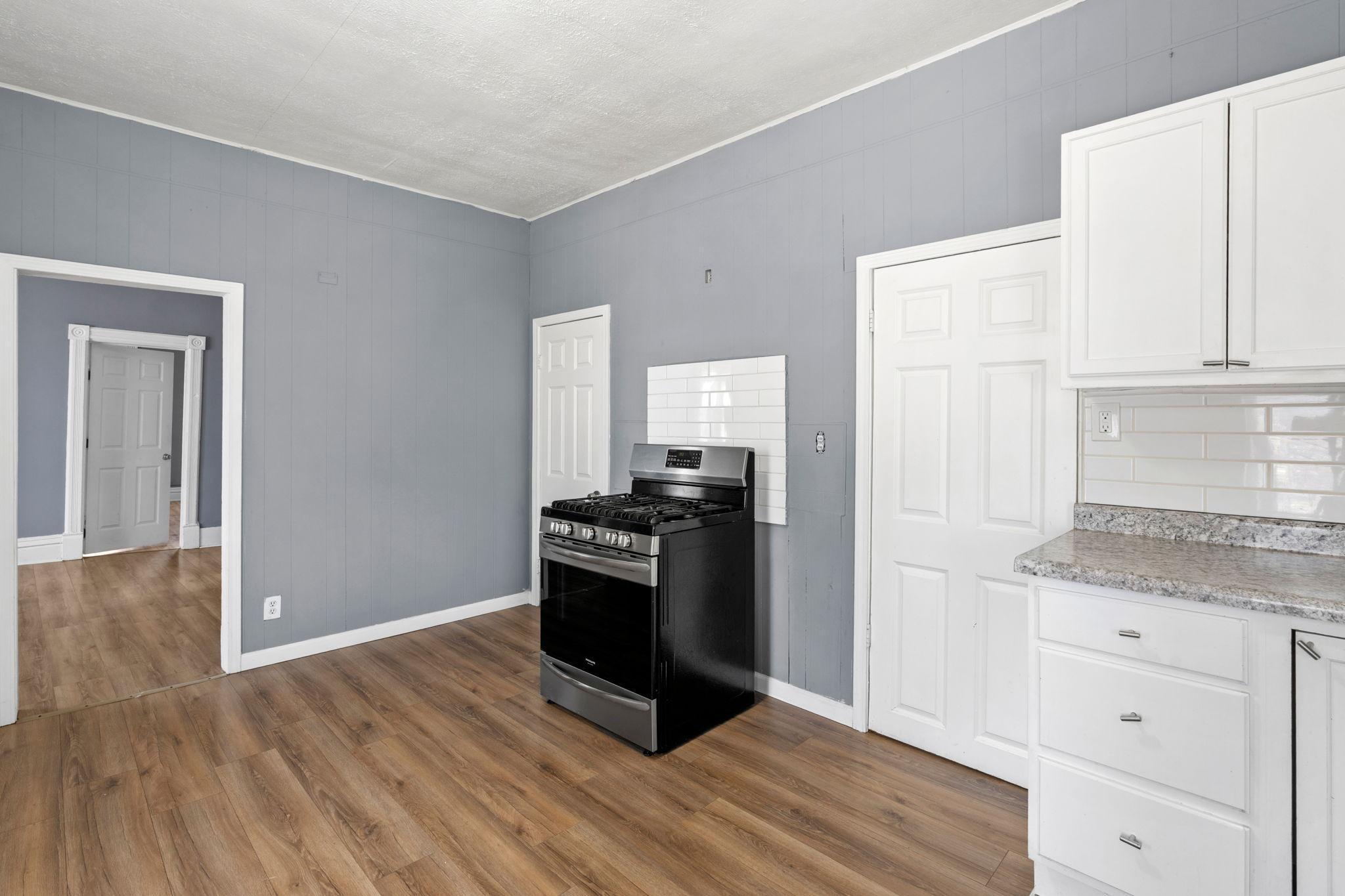 Kitchen has space to add a small island