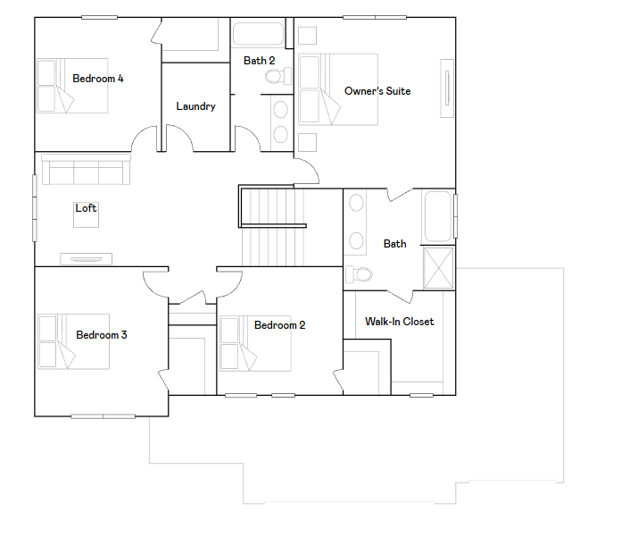 Upper level floorplan.