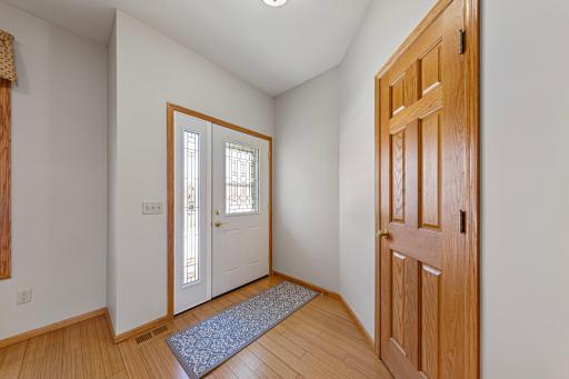 Front entry foyer with spacious closet for guests