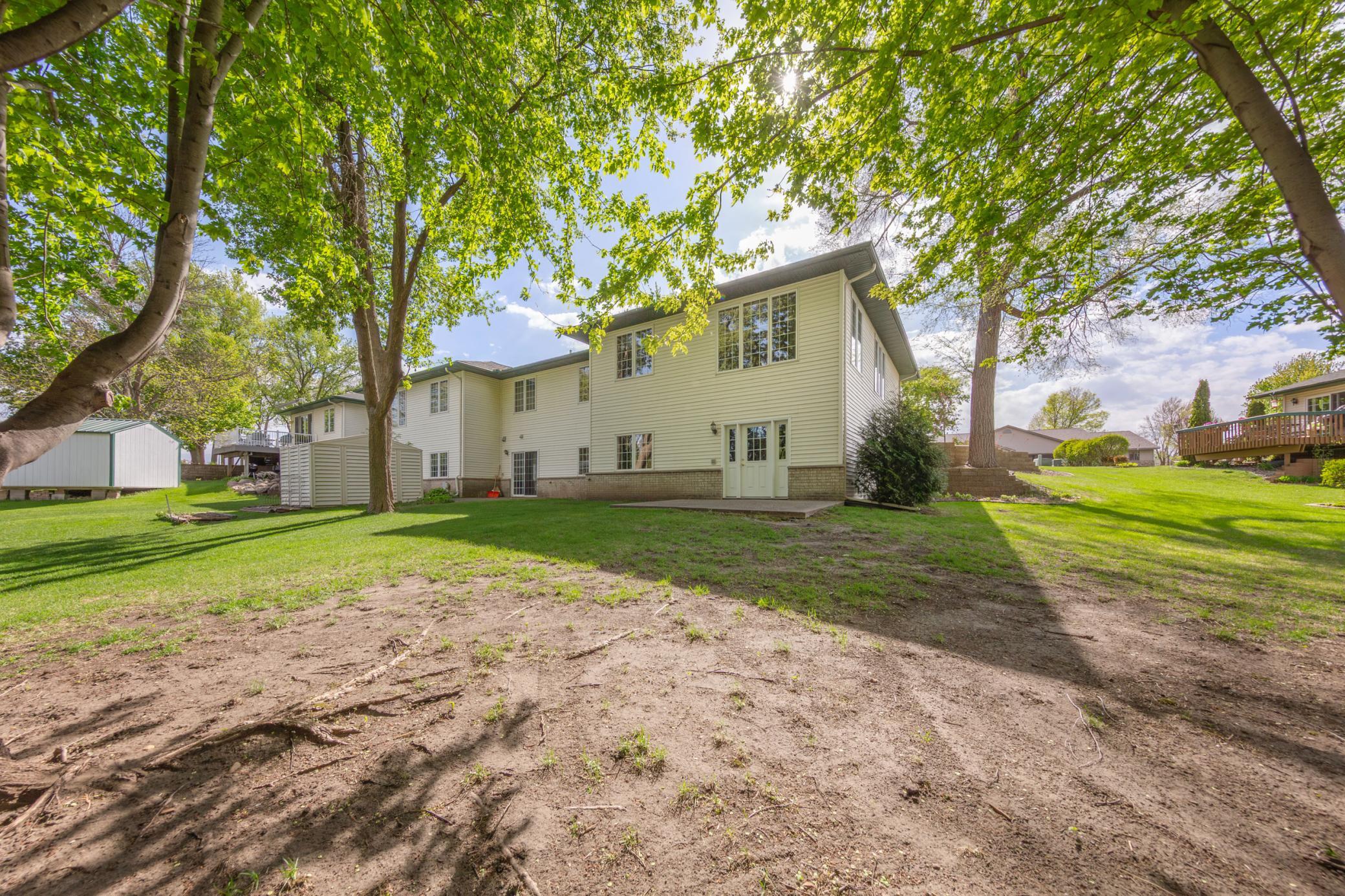 Backyard with mature trees