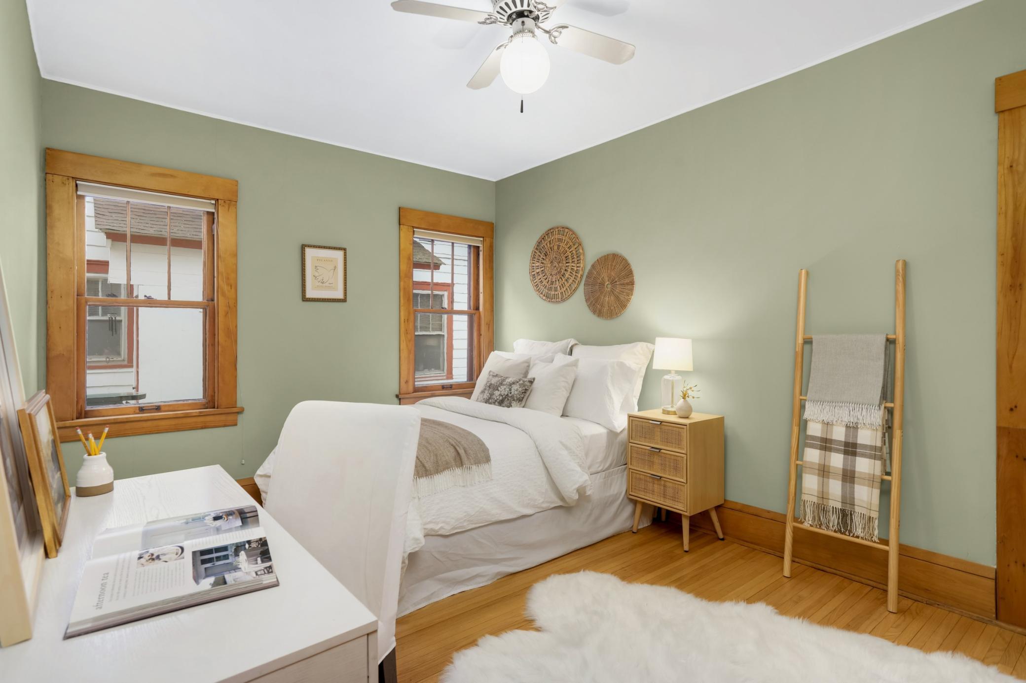 Second bedroom offers plenty of space for a work area as well