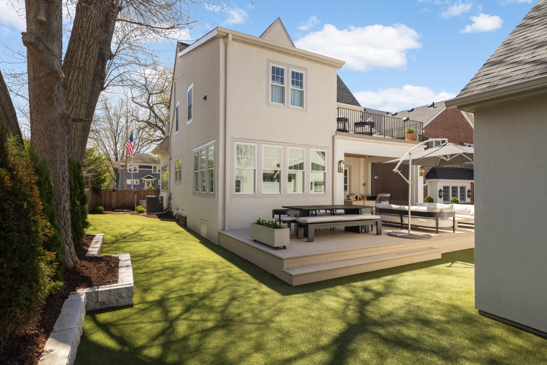 Backyard re-graded and turfed with antimicrobial, pet-friendly California Turf