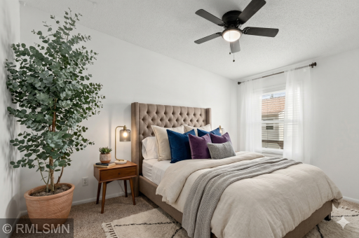 Virtually staged primary bedroom