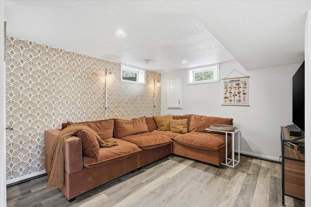 Lower level family room expands living and entertaining space.