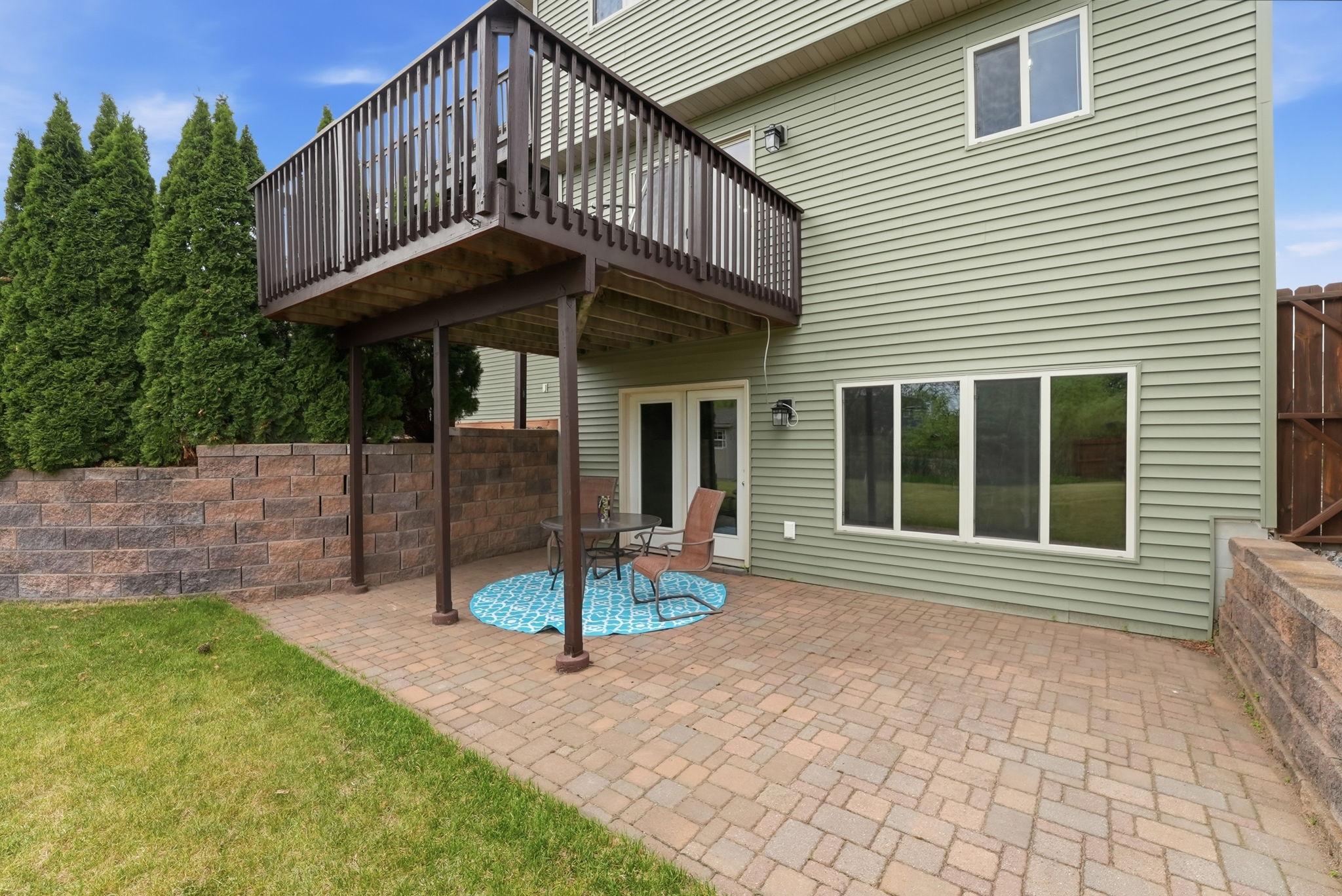 Paver Patio outside the walkout lower level