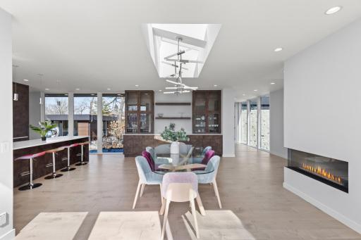 Beautiful hardwood floors and a custom-built hutch