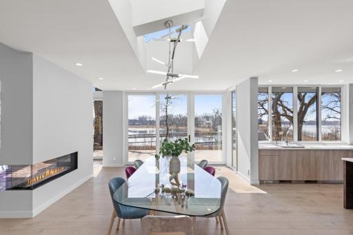 Dining is conveniently located steps away from the kitchen.