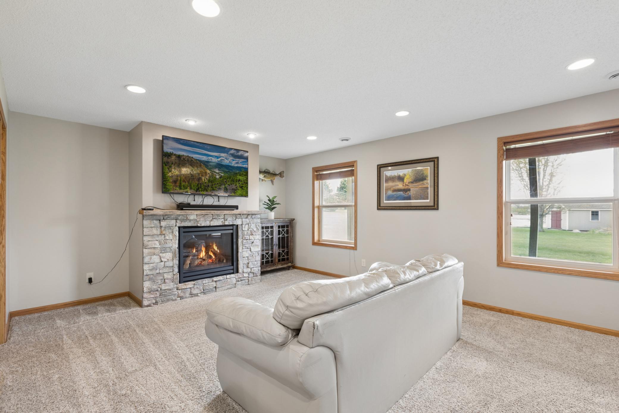 Lower level is a great place to enjoy a game or movie.