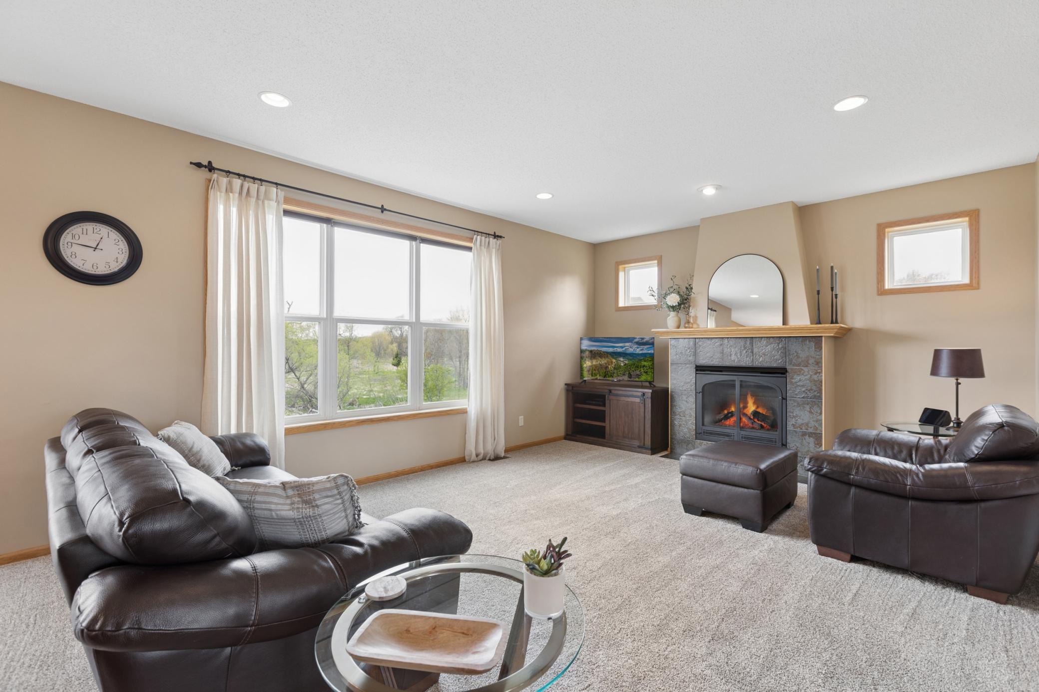 Cozy living room with gas fireplace