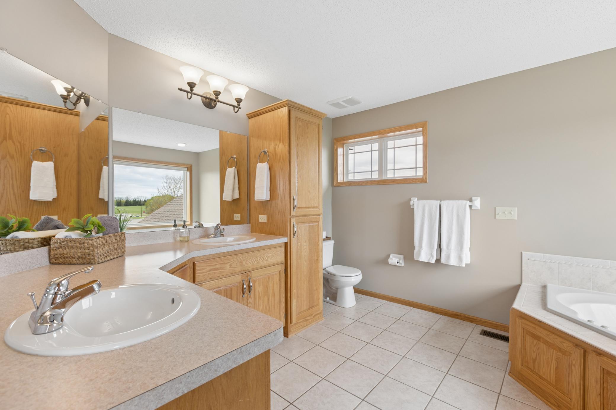 Primary bath is spacious
