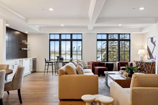 Great attention to architecture detail throughout this unit, including the coffered ceilings in the living room