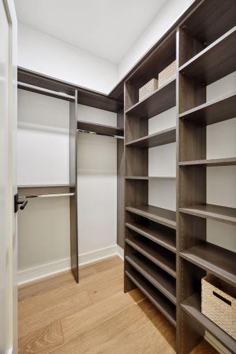 Spacious coat closet with organizational components